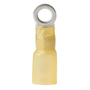 Adhesive Lined Heat Shrink Ring Terminals (12-10 AWG, Stud Size: 3/8", Yellow)