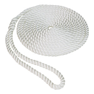 100% Twisted Nylon Dock Line (White, Diameter 3/8", Length 10')
