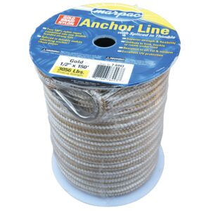 Braided Nylon Anchor Line (3/8” x 100’ L, Gold)
