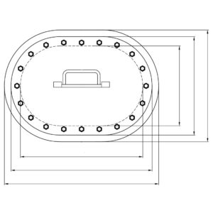 15” x 23” Semi-Flush Multi-Bolt Manhole - 95 lbs. (Painted Steel)